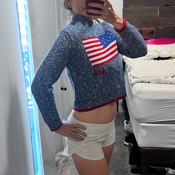 Polo Ralph Lauren USA Flag Patriotic Nautical Knit Womens Sweater Med Vintage - Picture 12 of 16